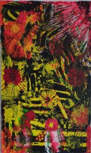 Obra en acrílico con fuerza vital, explosión cromática y energía. Neoexpresionismo abstracto