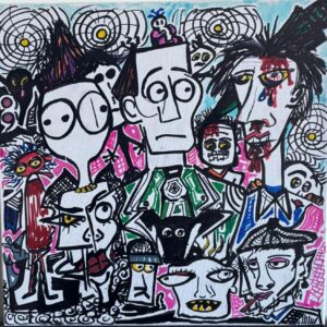 Neo-Expressionism, Lowbrow, Pop Surrealism, Art Brut, Figurative, Humour, Cartoon, Contemporary, Punk, Colorful, Dark Comedy, Characters